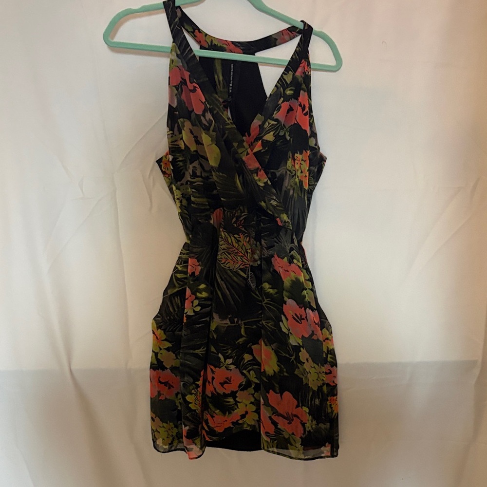 Walter Baker Black and Pink Floral Mini Dress